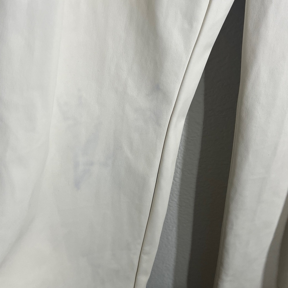 MOTHER Faux Leather Weekend Heel Size Wide Leg High-Waist Cream Trousers Sz 33 - Picture 6 of 12